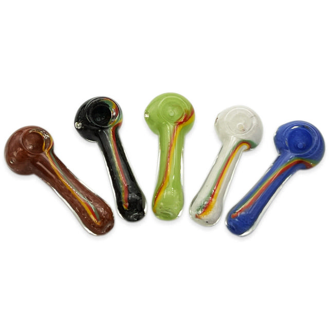 3” Rasta Stripe Frit Pipe | 5pk
